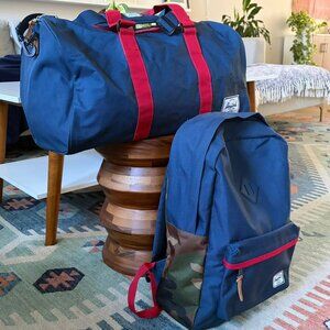 Herschel Supply Company Blue and Red Backpack and Duffel Set